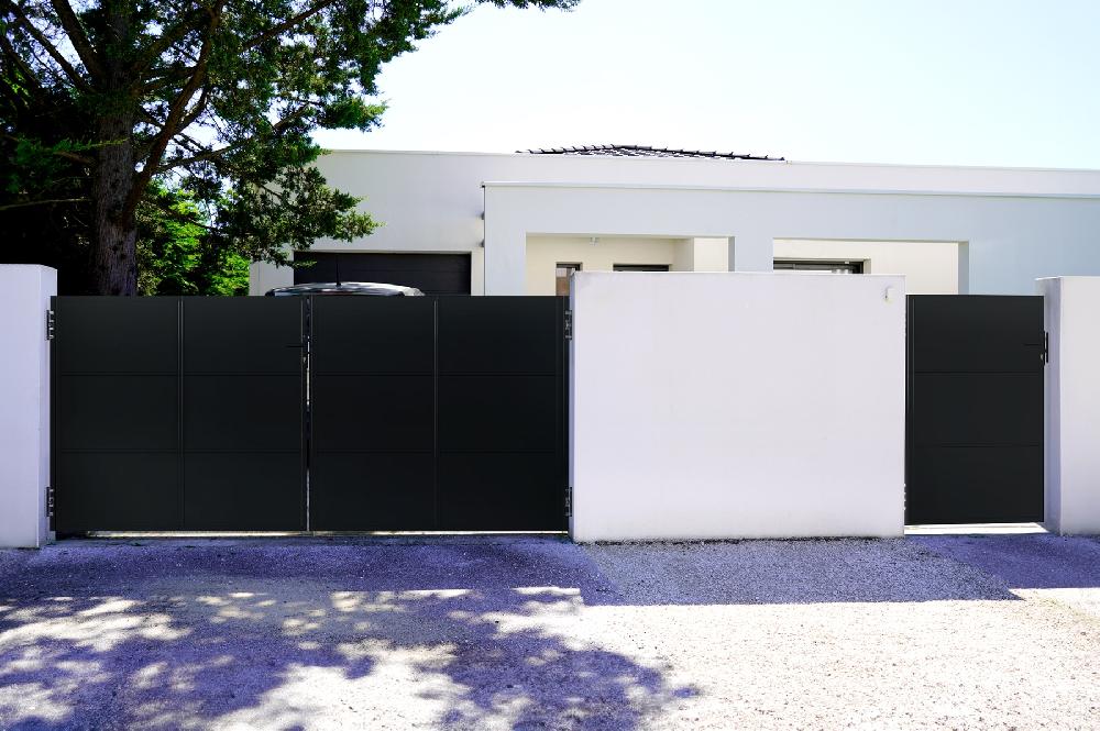 Puerta Abatible De Acero NALI 3 5m Alt.160cm Negro Mate