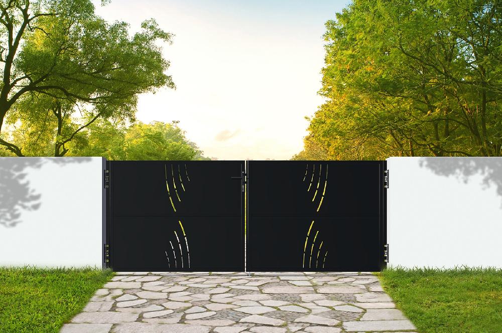 Puerta abatible de hierro 3x1 2m NALI VELETA NEGRO MATE