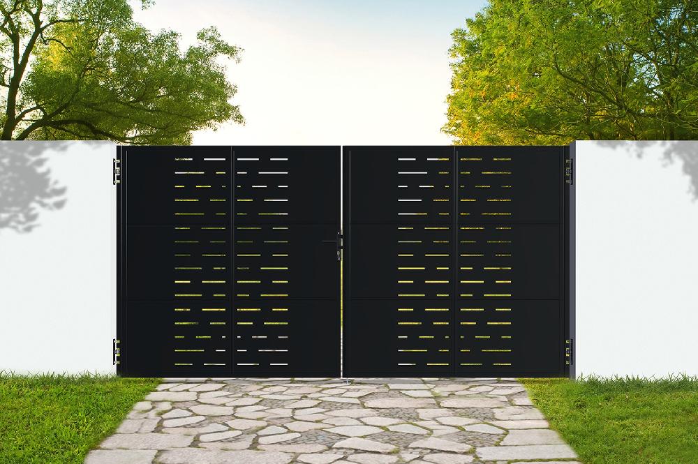 Puerta abatible de hierro 3x1 8m NALI ARLBERG NEGRO MATE