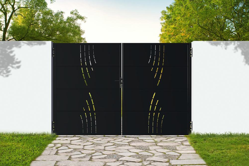 Puerta abatible de hierro 3x2m NALI VELETA NEGRO MATE