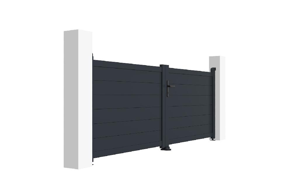 Puerta Batiente Automática Gris EIGER 300B115 + Motor HICKER B200