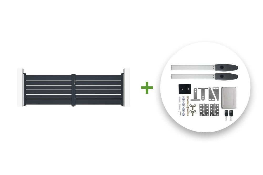 Puerta batiente automática gris VOGEL 400B120 + motor HICKER B200