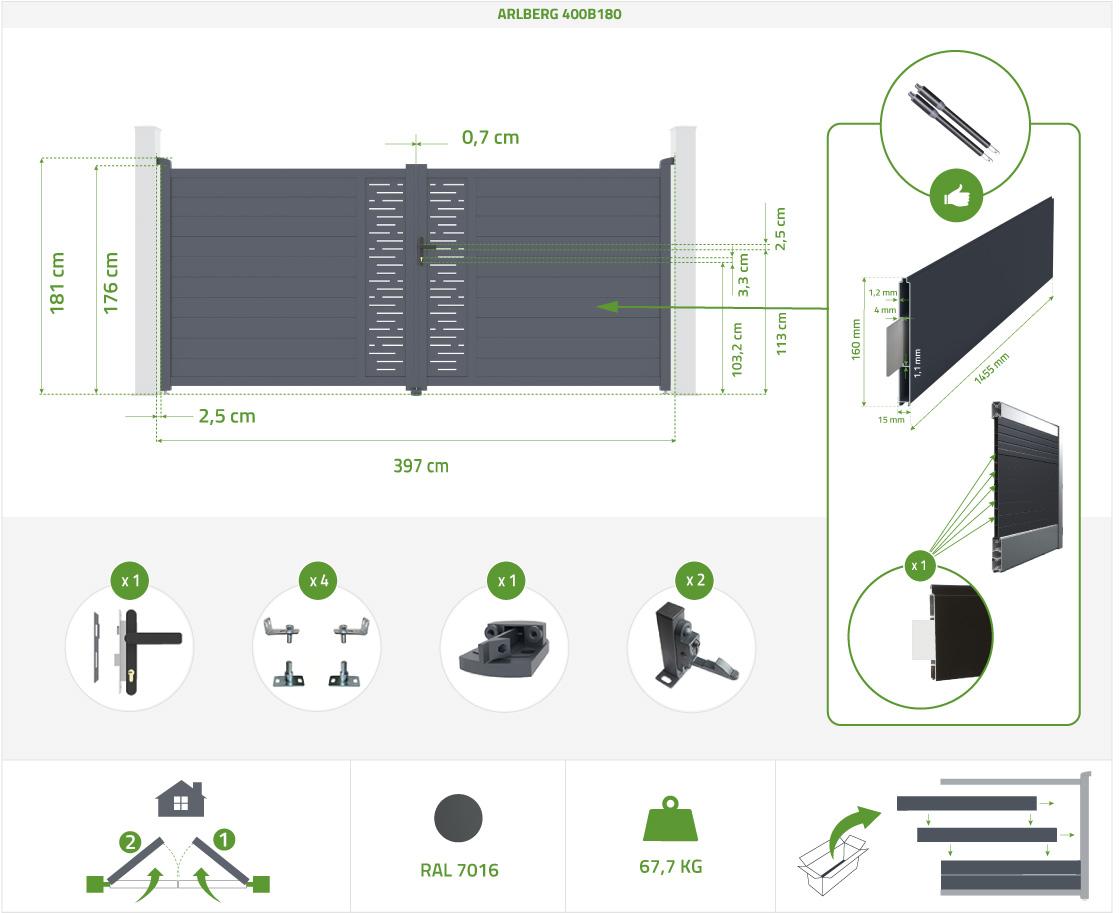 Puerta Batiente De Aluminio 4m ARLBERG 400B180