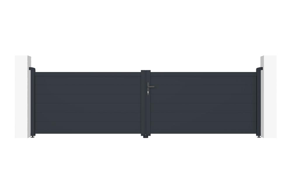 Puerta batiente de aluminio soldado 4m EIGER 400B115 GRIS