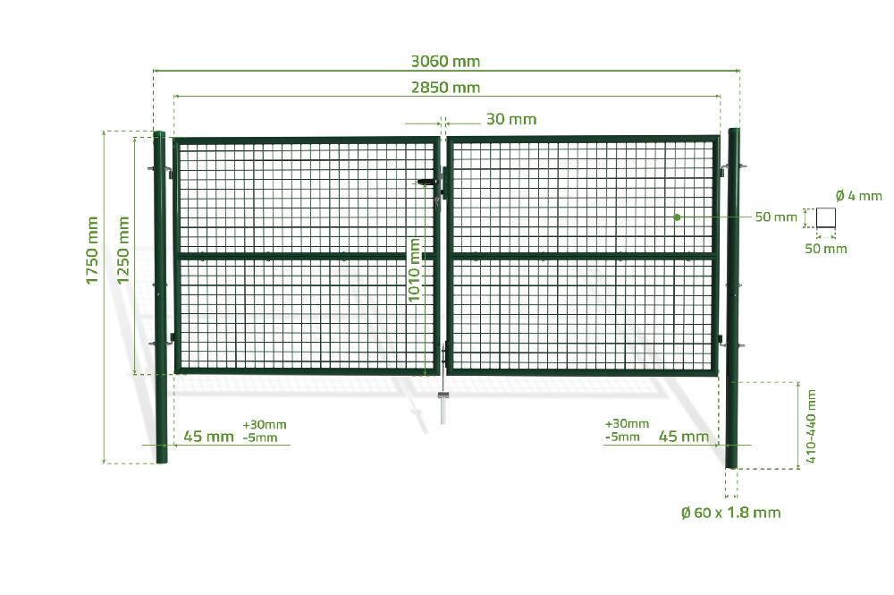 Puerta Batiente De Malla Metálica 3m OLGA 300B130 Verde