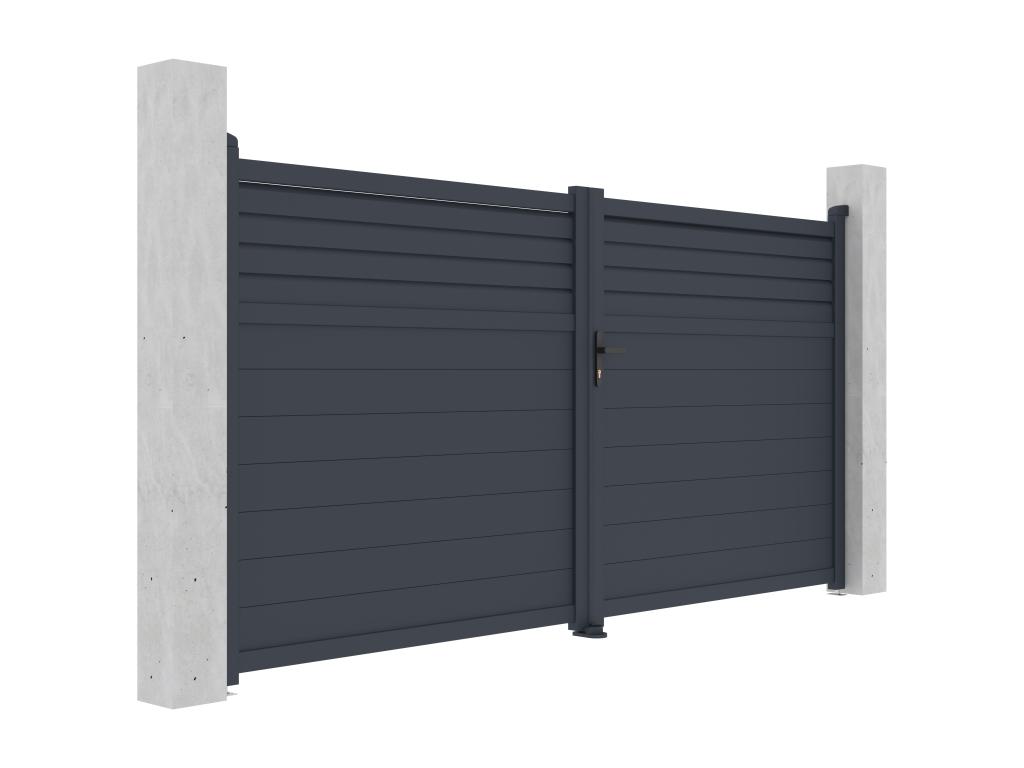 Puerta Batiente Eléctrica De Aluminio Con Lamas L355 X H181 Cm Antracita - VIAZO