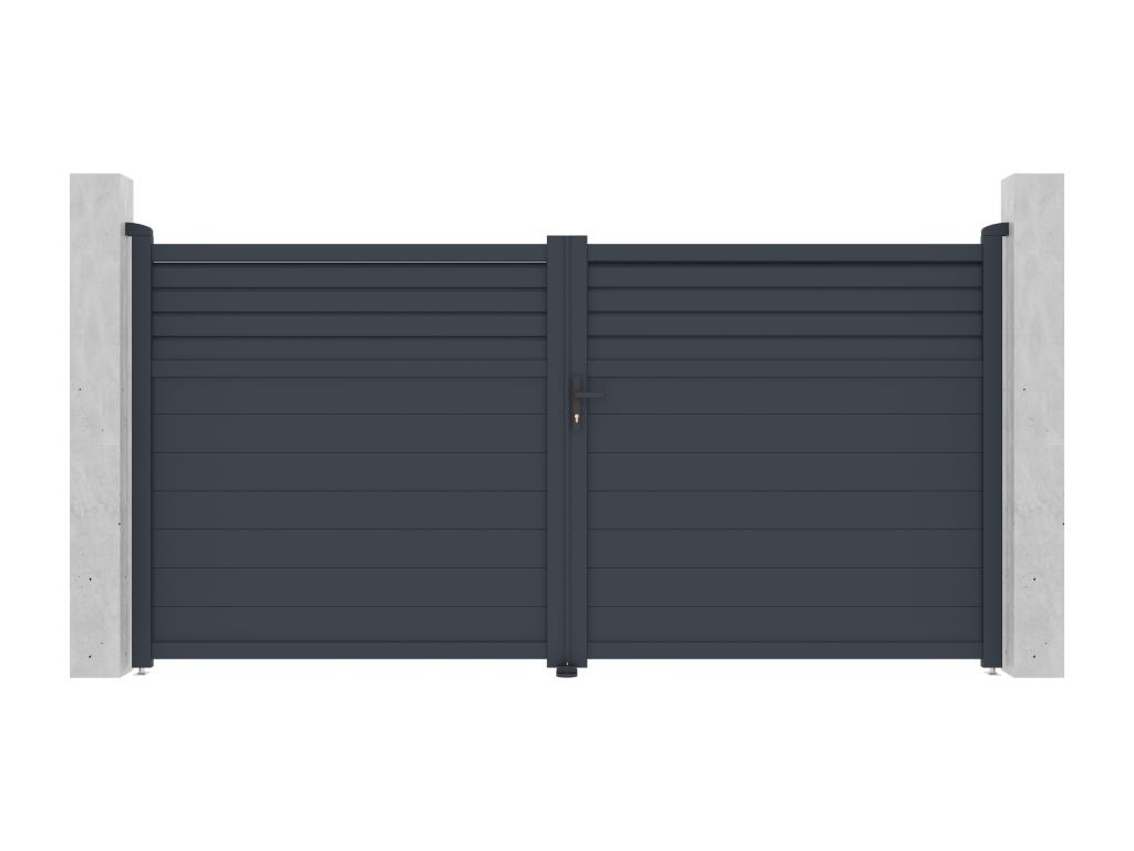 Puerta Batiente Eléctrica De Aluminio Con Lamas L355 X H181 Cm Antracita - VIAZO