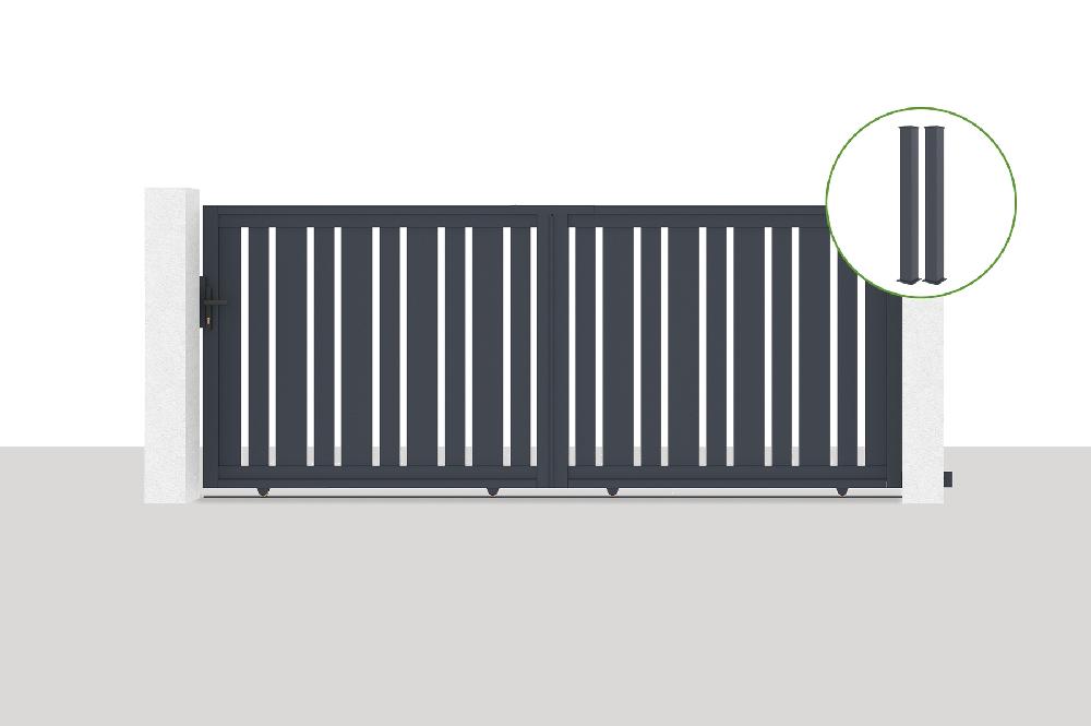 Puerta corredera 3 5x1 4m VEYMONT + 2 postes EIFEL Al.166cm Gris