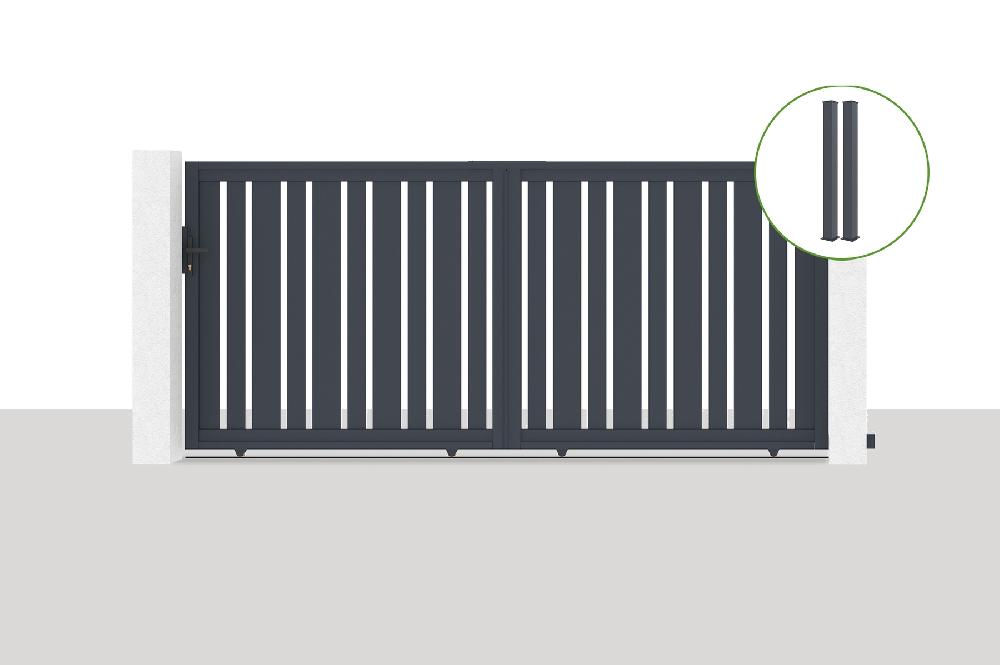 Puerta corredera 3 5x1 6m VEYMONT + 2 postes EIFEL Al.190cm Gris