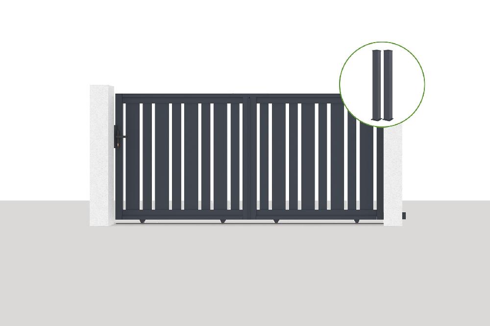 Puerta corredera 3x1 4m VEYMONT + 2 postes EIFEL Al.166cm Gris