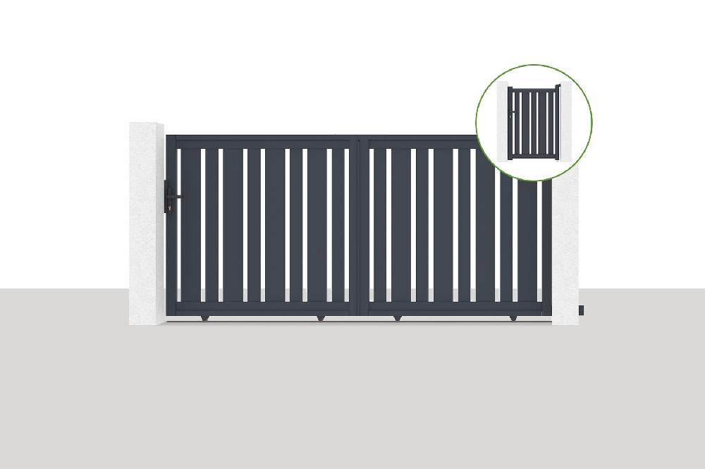 Puerta corredera 3x1 4m VEYMONT + Puerta 1m VEYMONT H.1 4m gris