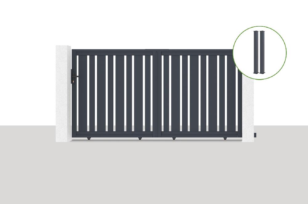 Puerta corredera 3x1 6m VEYMONT + 2 postes EIFEL Al.190cm Gris