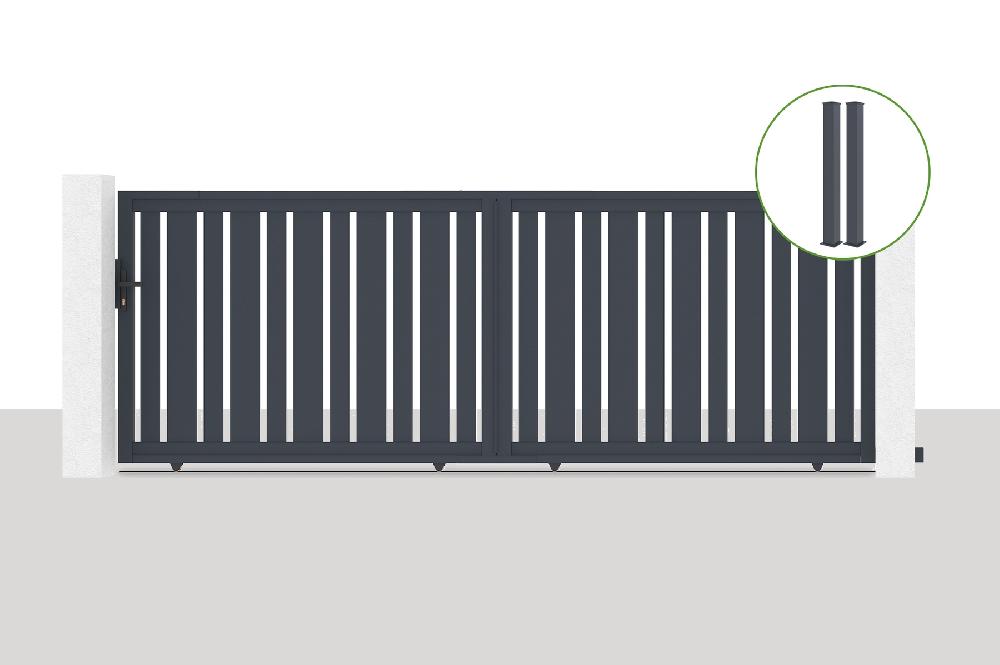 Puerta corredera 4x1 4m VEYMONT + 2 postes EIFEL Al.166cm Gris