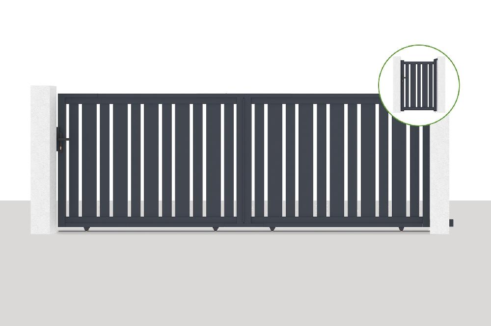 Puerta corredera 4x1 4m VEYMONT + Puerta 1m VEYMONT H.1 4m gris