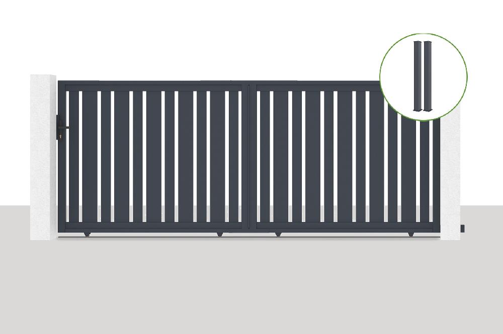 Puerta corredera 4x1 6m VEYMONT + 2 postes EIFEL Al.190cm Gris