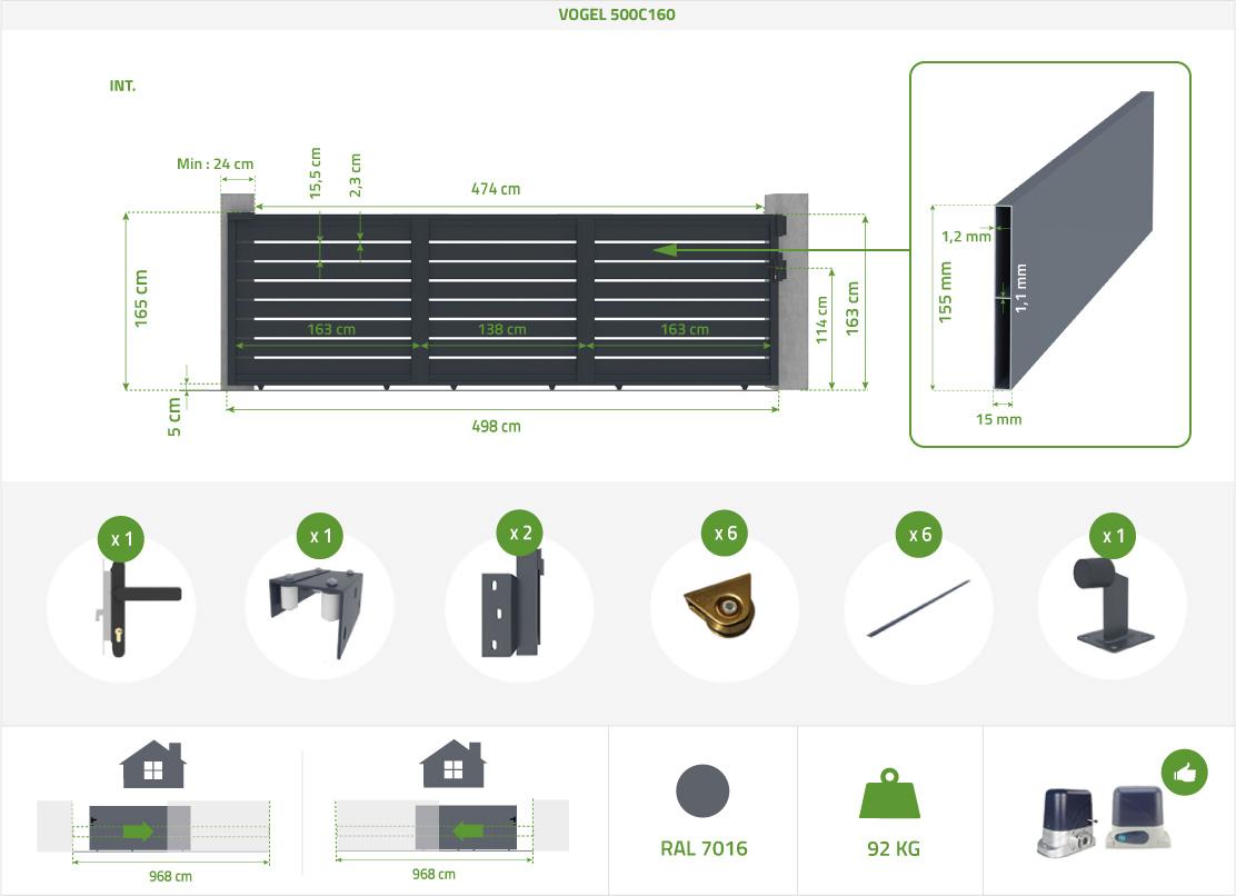 Puerta Corredera 5x1 6m VOGEL Aluminio Gris