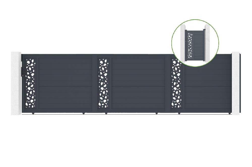 Puerta corredera 6m SUNNY H.160cm aluminio + cancela SUNNY H160 GRIS
