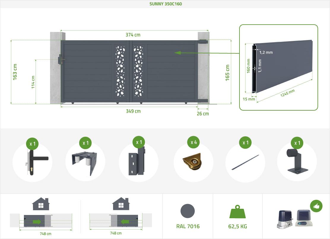 Puerta Corredera De Aluminio 3 5m SUNNY 350C160