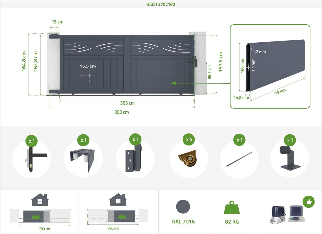 Puerta Corredera De Aluminio 3 7m HALTI 370C160
