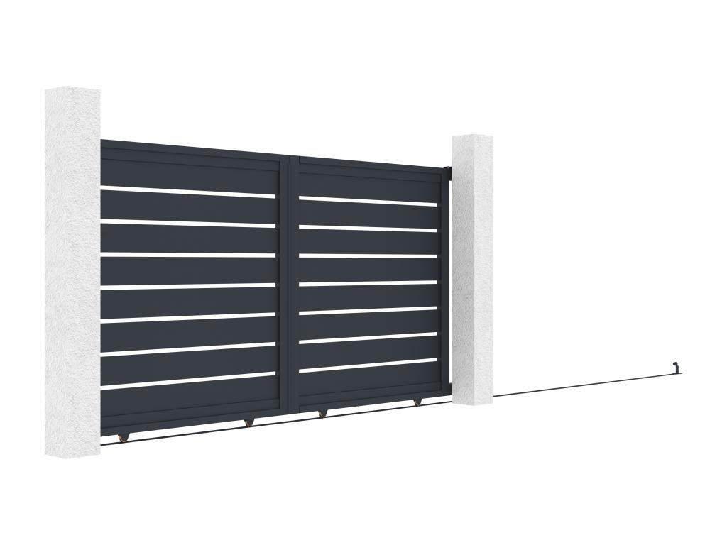 Puerta Corredera De Aluminio Perforado L324x A165 Cm Antracita - PRIMO
