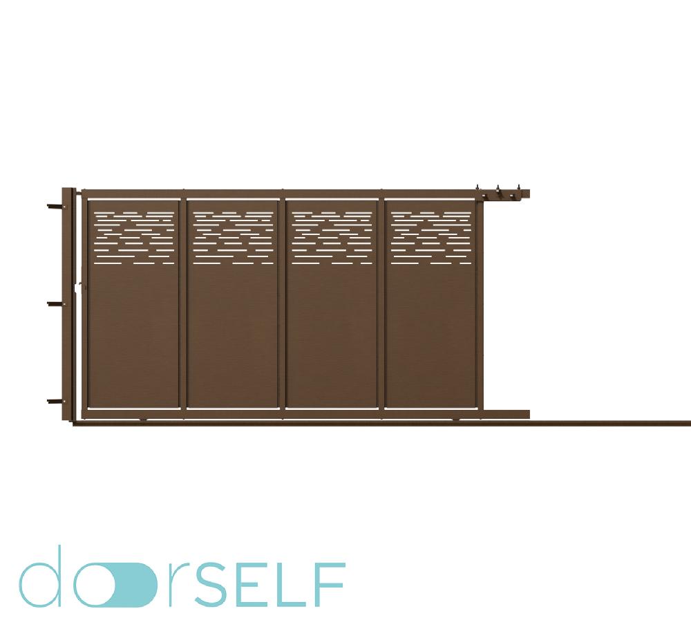 Puerta corredera DOORSELF 400x200cm + peatonal Galaxy óxido