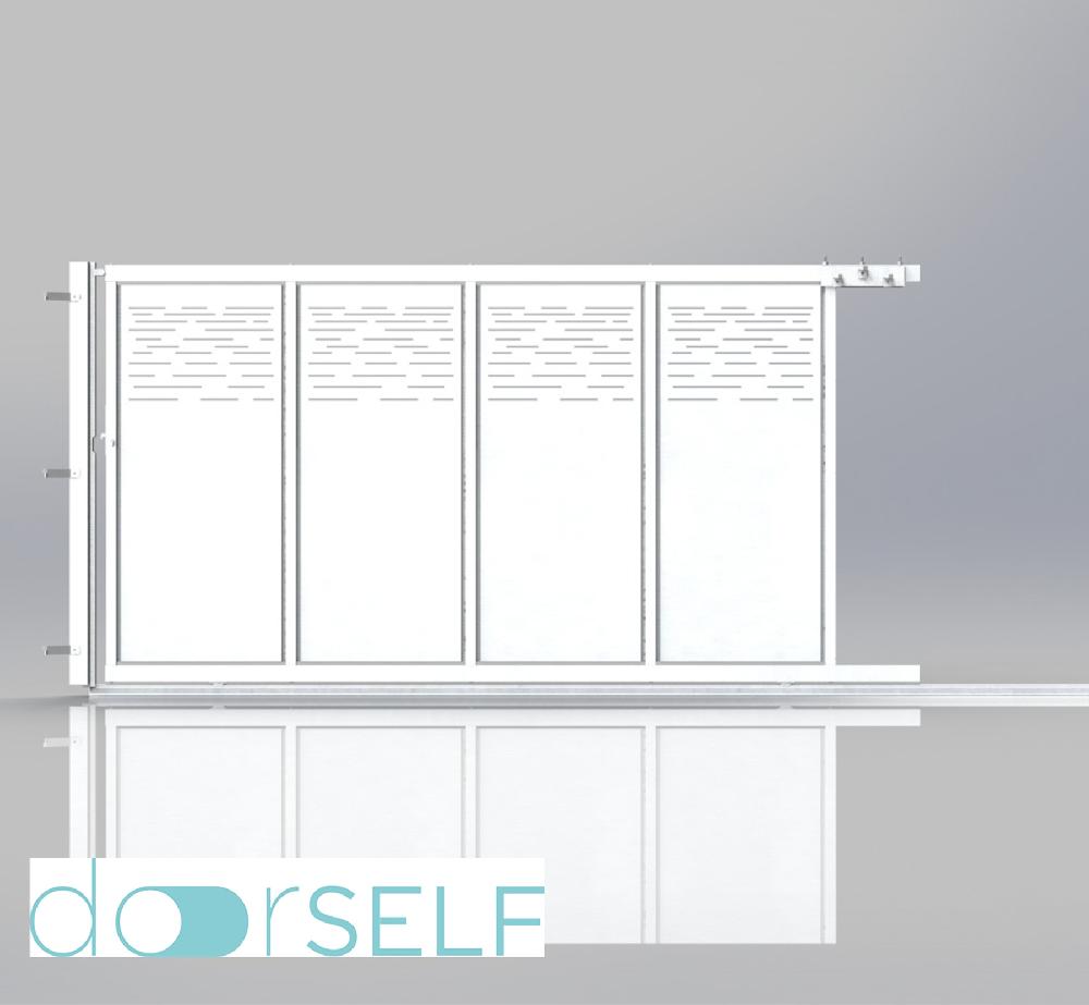 Puerta corredera DOORSELF 400x200cm + peatonal Galaxy blanca