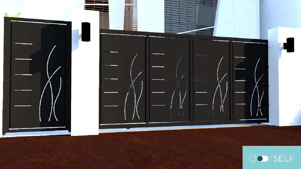 Puerta Corredera DOORSELF Lines&rushes Blanca 350x200 Cm