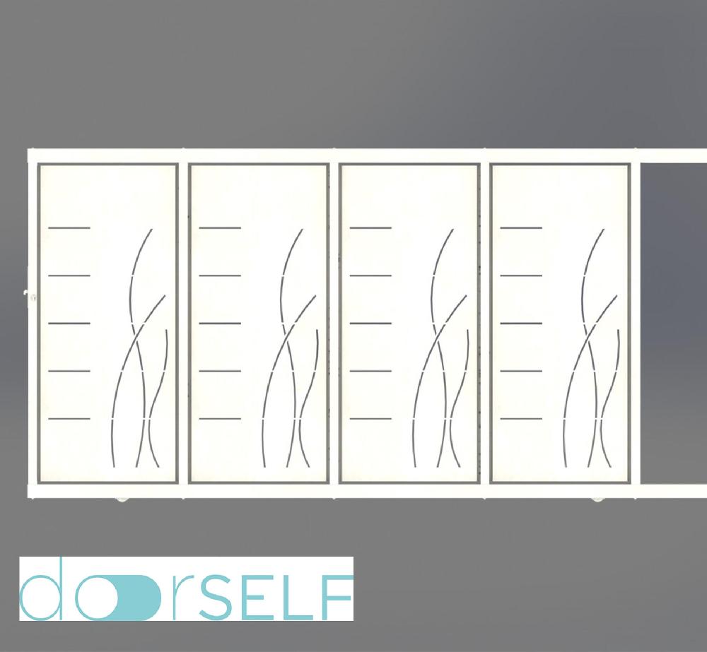 Puerta corredera DOORSELF Lines&rushes blanca 350x200 cm