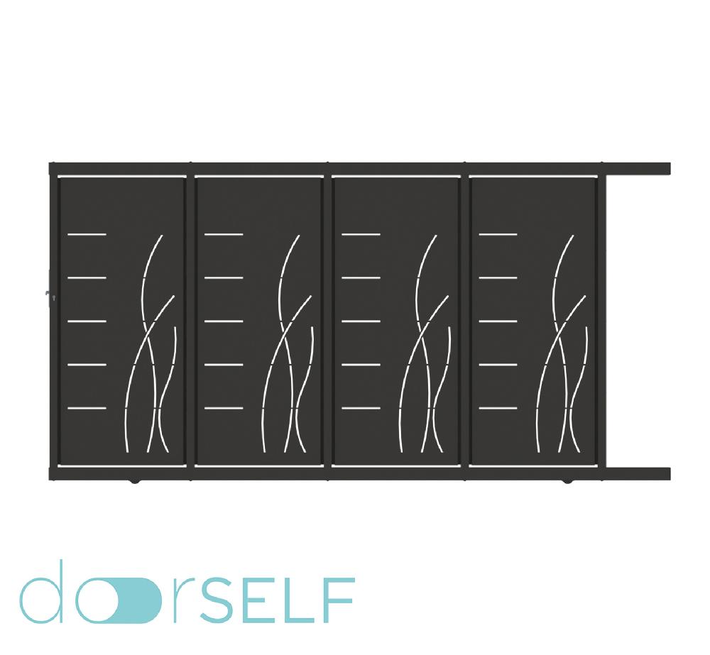 Puerta corredera DOORSELF Lines&rushes gris forja 400x200 cm