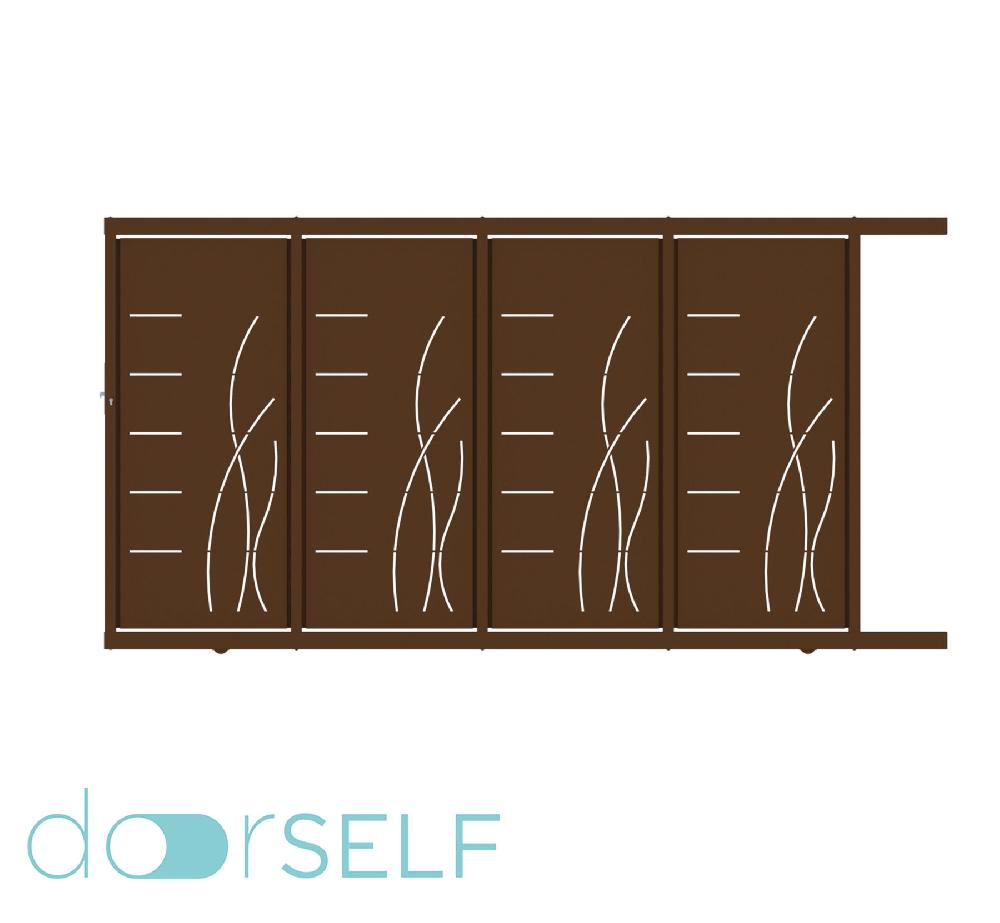Puerta corredera DOORSELF Lines&rushes óxido 350x200 cm
