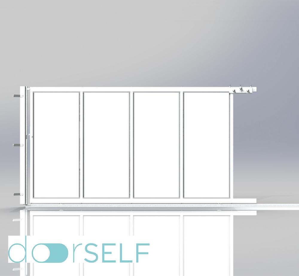 Puerta corredera+peatonal DOORSELF Blind blanca 350x200 cm