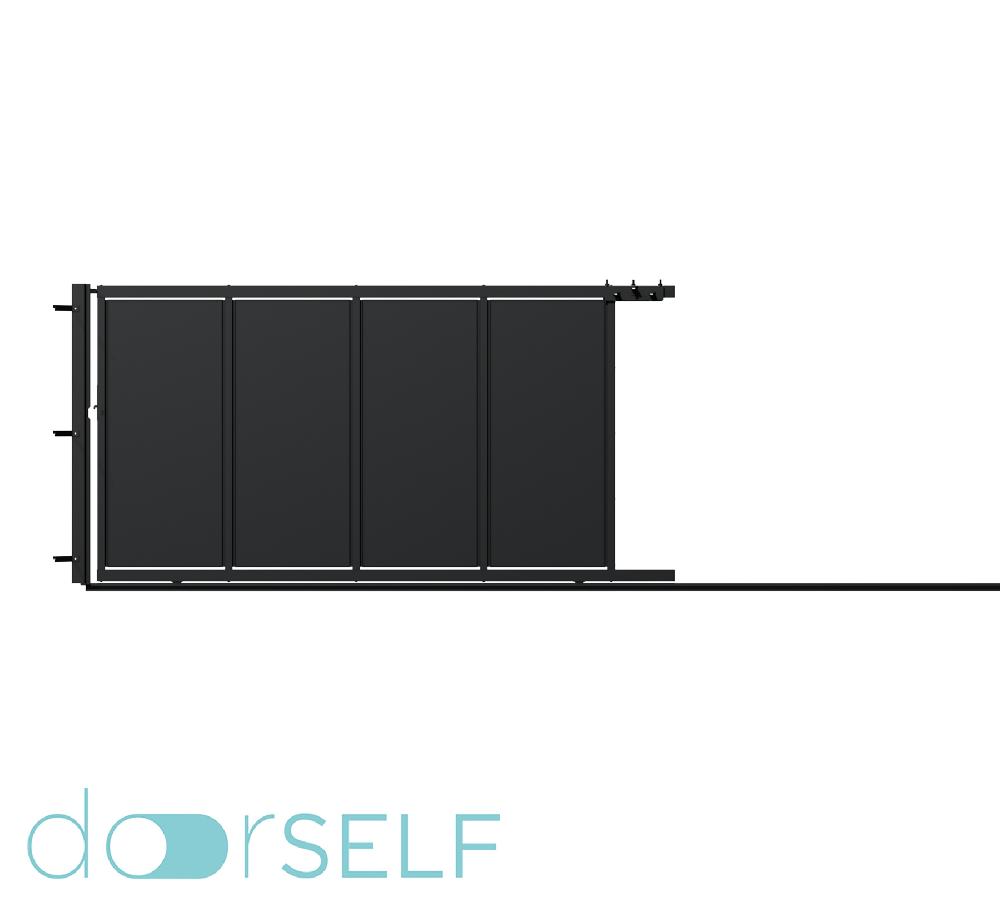 Puerta corredera+peatonal DOORSELF Blind negra 400x200 cm