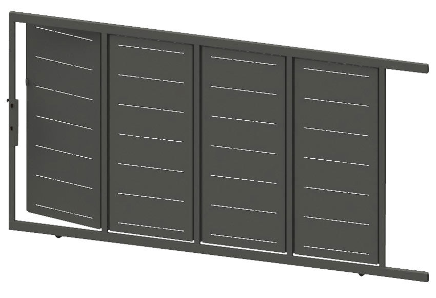 Puerta corredera+peatonal DOORSELF Lines gris forja 400x200 cm