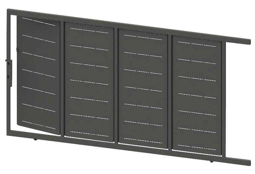 Puerta corredera+peatonal DOORSELF Lines gris forja 350x200 cm