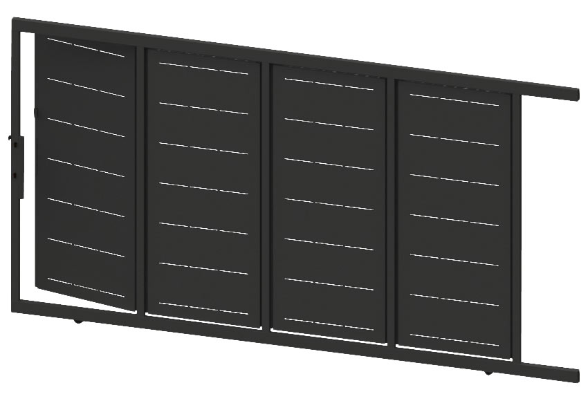 Puerta corredera+peatonal DOORSELF Lines óxido 350x200 cm