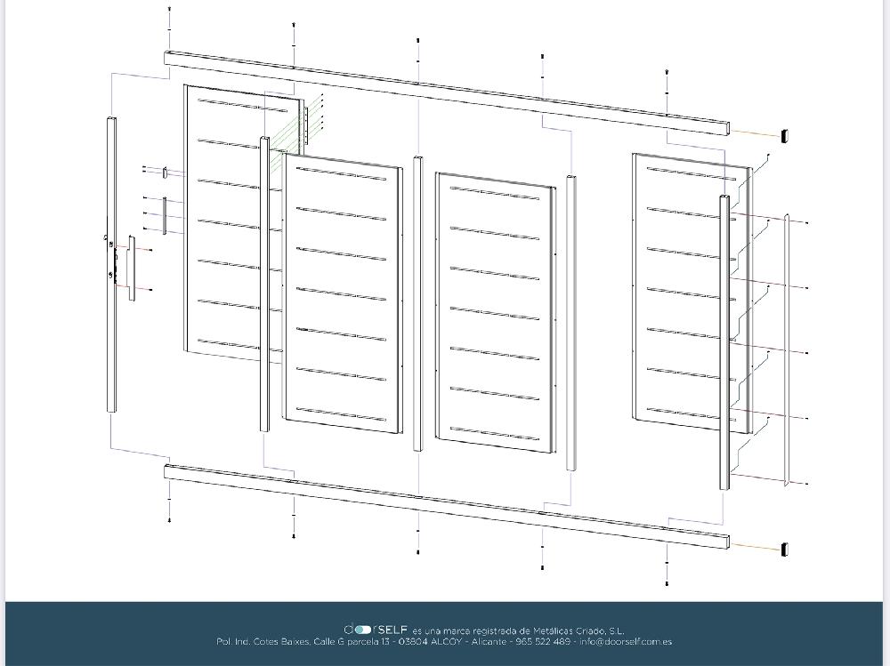 Puerta Corredera+peatonal DOORSELF Lines&rushes Negra 400x200 Cm