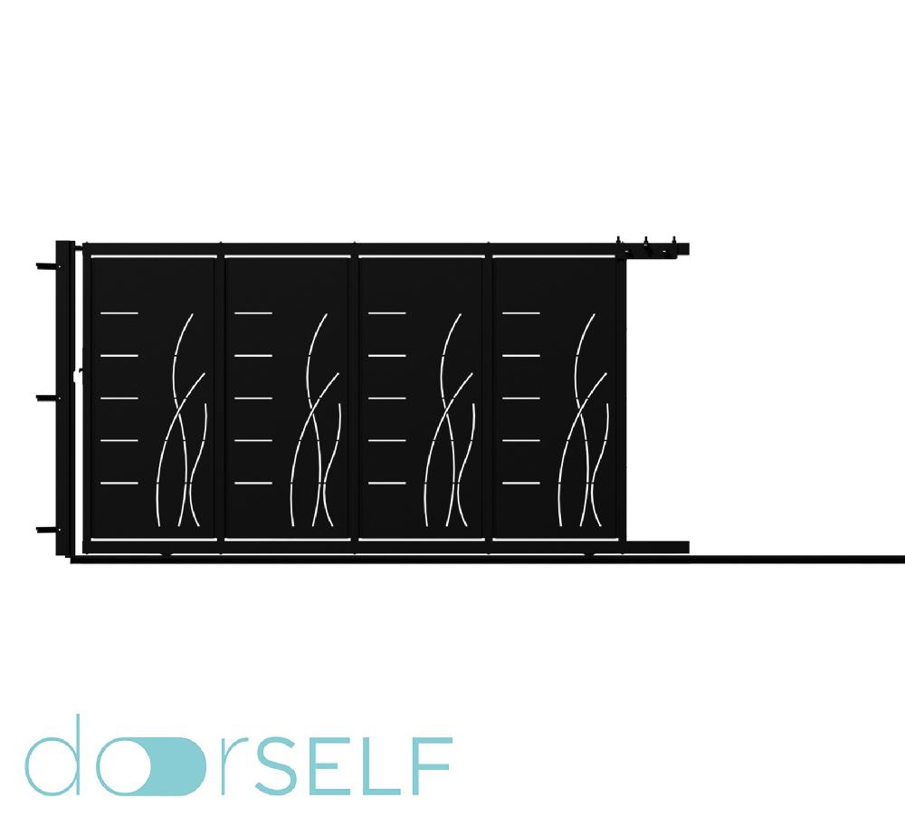 Puerta corredera+peatonal DOORSELF Lines&rushes negra 400x200 cm