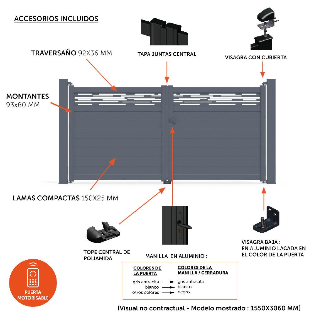 Puerta De Entrada Con Puerta Lateral Aluminio 155.8xcm
