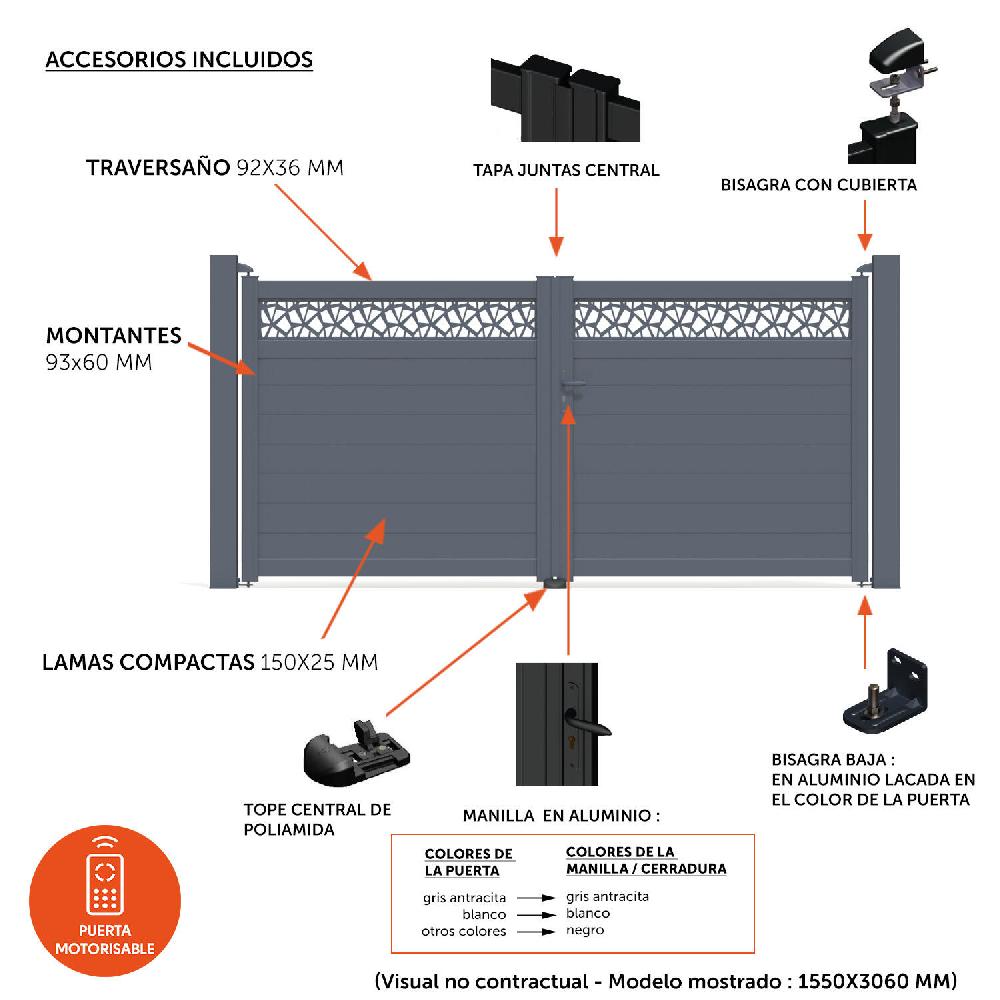 Puerta De Entrada Con Puerta Lateral Aluminio 155.8xcm