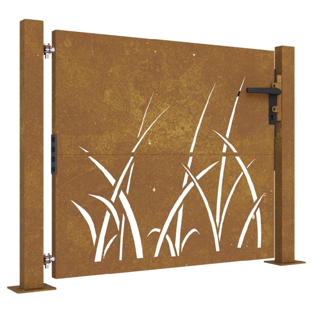 Puerta De Jardín 105x105 Cm Acero Corten Diseño Césped