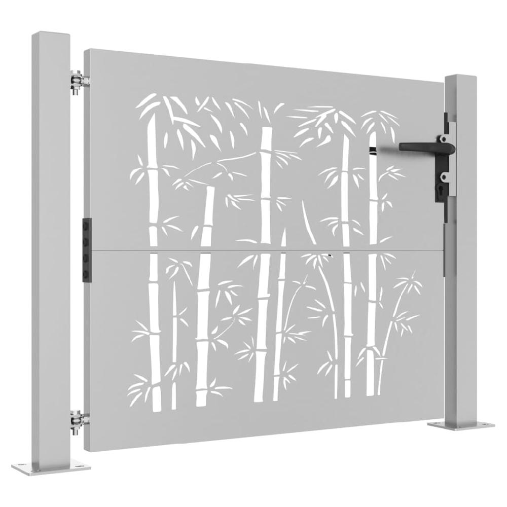 Puerta De Jardín 105x80 Cm Acero Corten Diseño Bambú