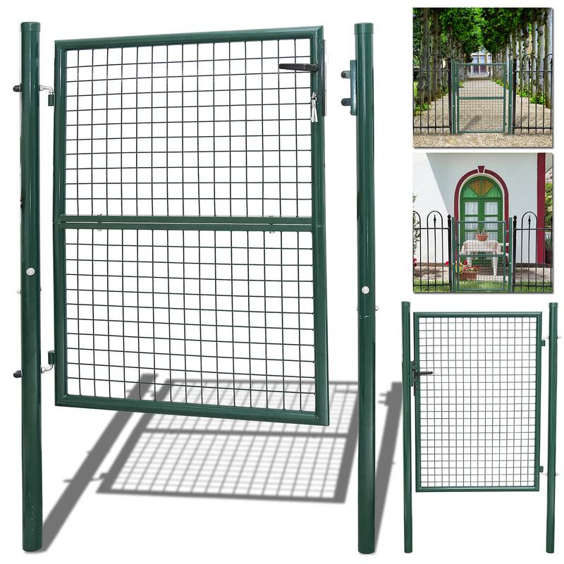 Puerta de jardín 125 x 100 cm con bloqueo de malla de metal - verde