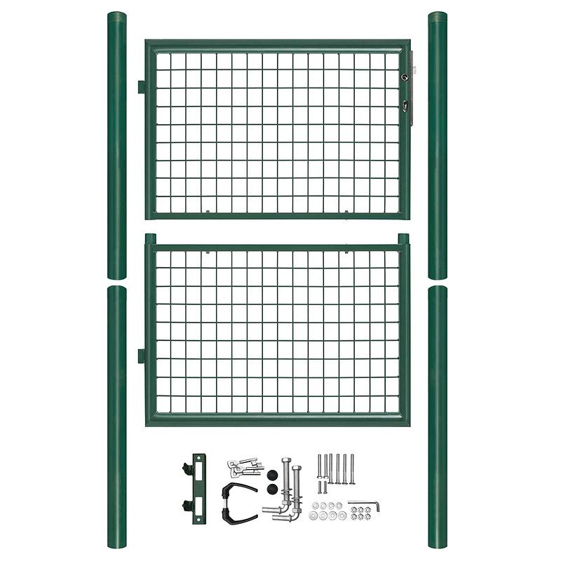 Puerta de jardín 125 x 100 cm con bloqueo de malla de metal - verde