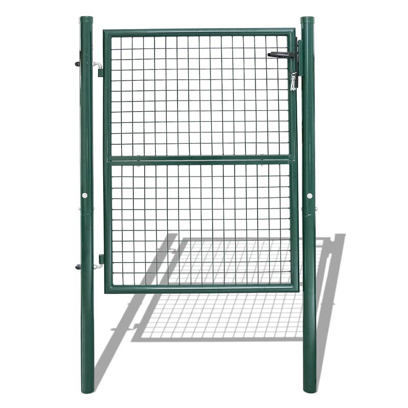 Puerta de jardín 125 x 100 cm con bloqueo de malla de metal - verde