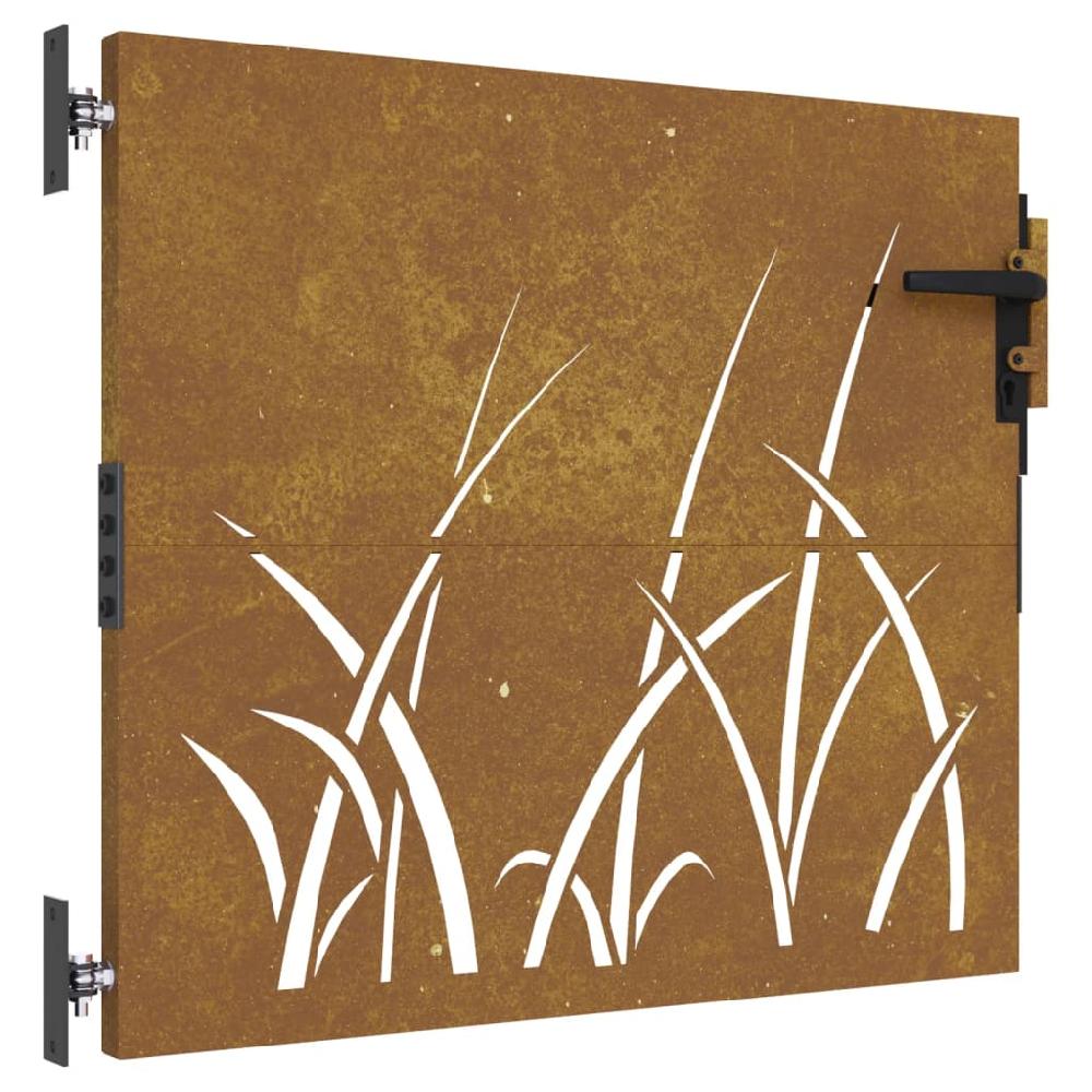 Puerta De Jardín 85x100 Cm Acero Corten Diseño Césped