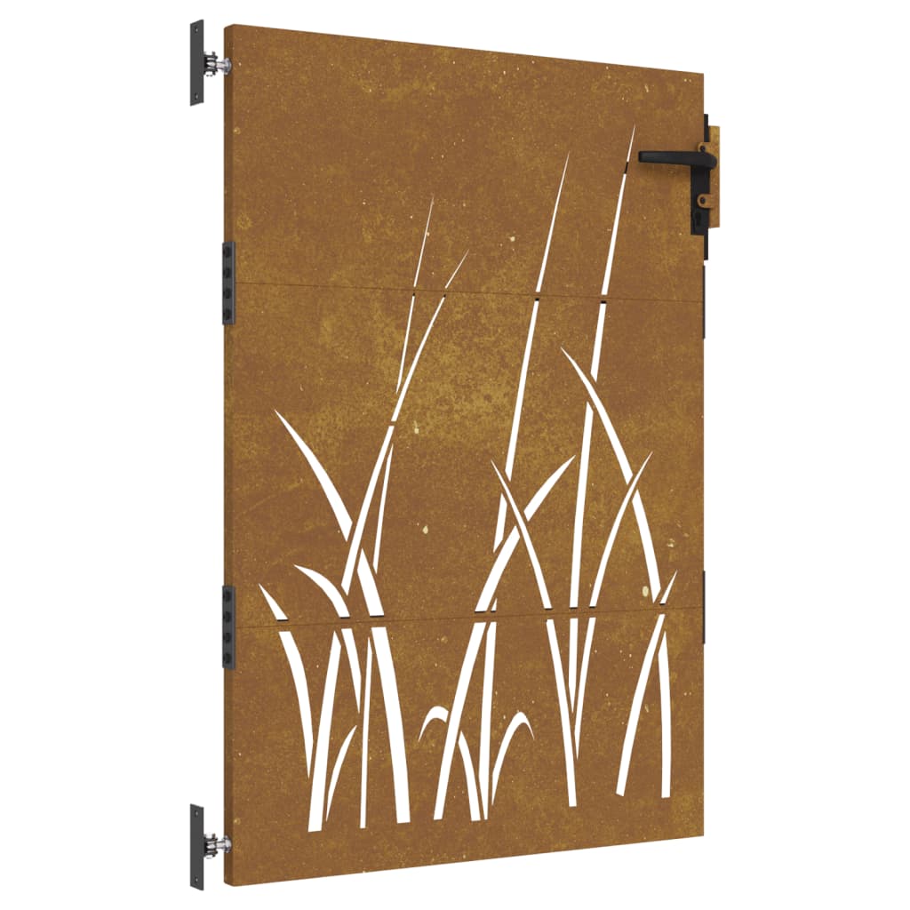 Puerta De Jardín 85x125 Cm Acero Corten Diseño Césped