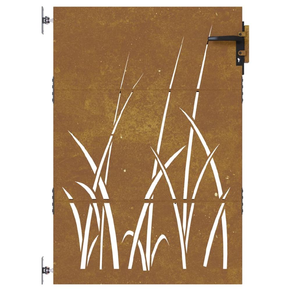 Puerta De Jardín 85x125 Cm Acero Corten Diseño Césped