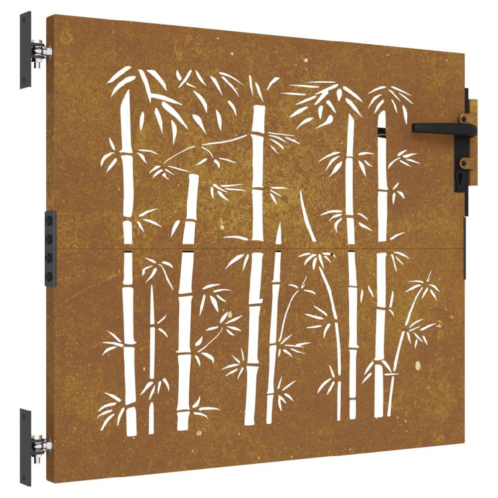 Puerta De Jardín 85x75 Cm Acero Corten Diseño Bambú
