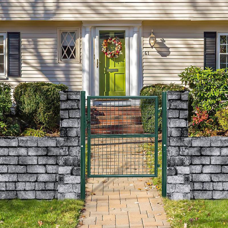 Puerta De Jardín De 125 X 100 Cm Con Bloqueo De Malla De Metal - Verde