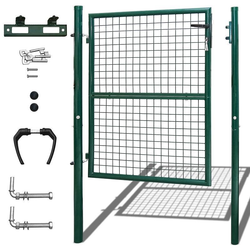 Puerta de jardín de 125 x 100 cm con bloqueo de malla de metal - verde